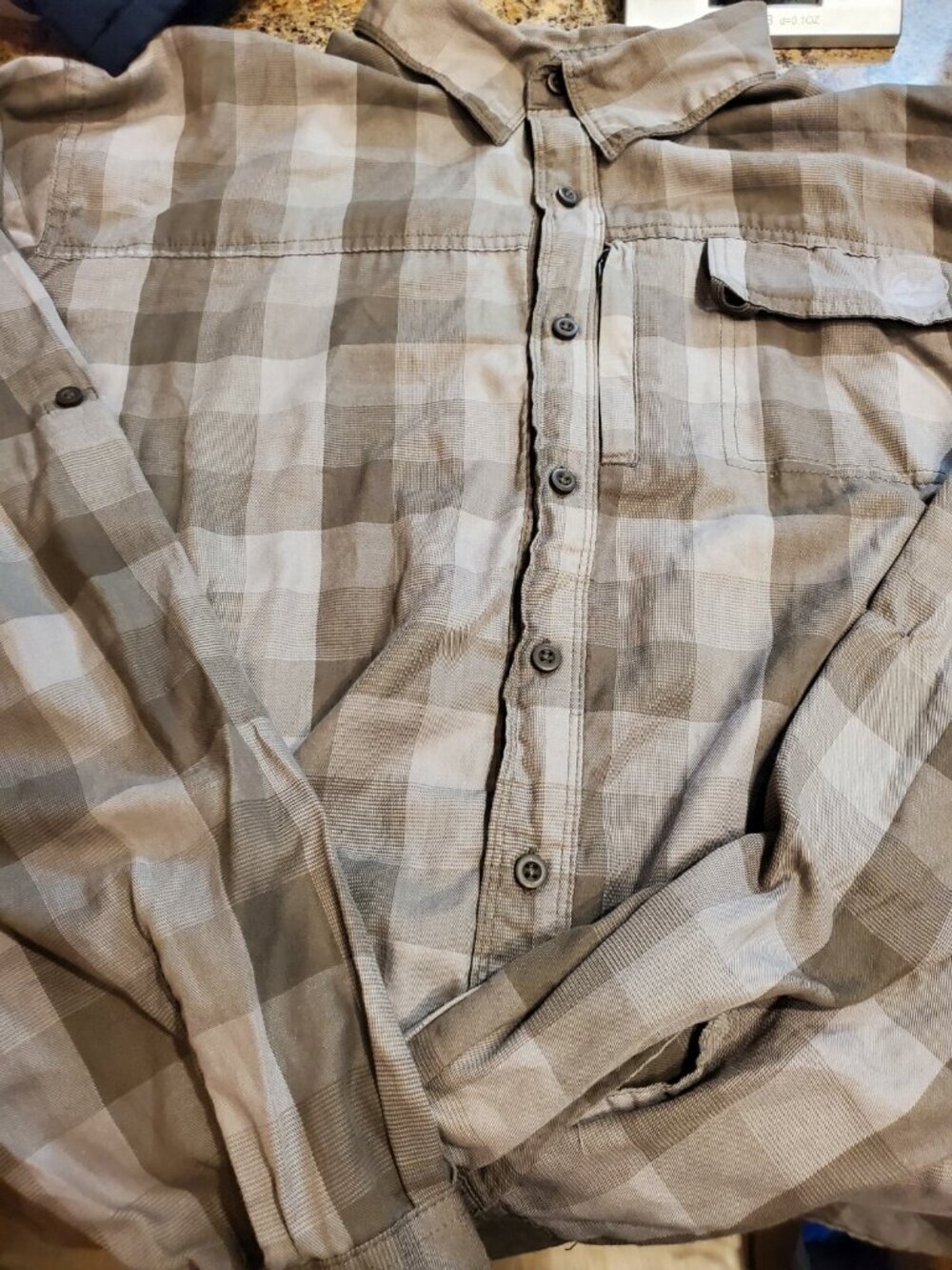 Wrangler Brown Checkered Men's Button Down Shirt Size 2XL Breathable Tab Sleeve